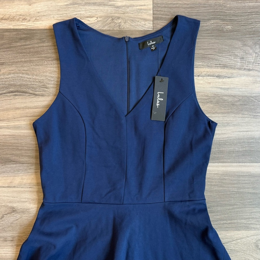 NWT Lulus Navy Blue Mini Dress Size M - Picture 3 of 10
